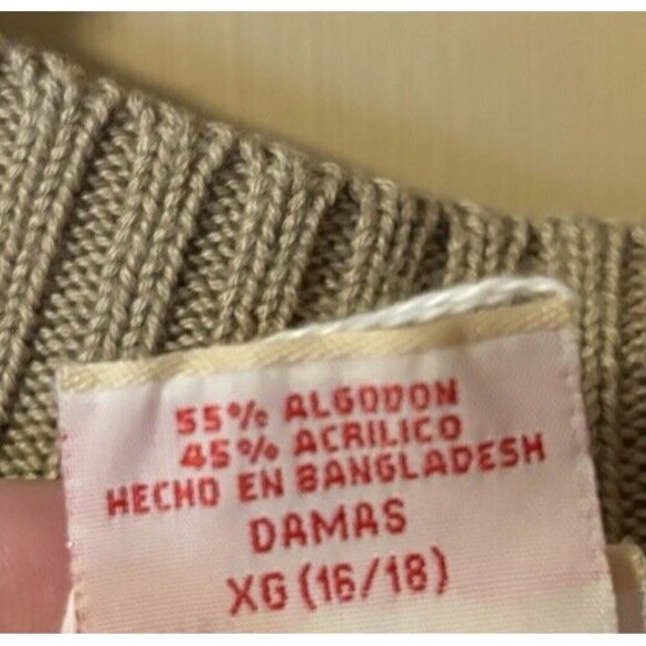 Vintage Faded Glory Woman Beige Striped L/S VNeck Sweater Size XL 16-18 NWOT - Picture 4 of 5